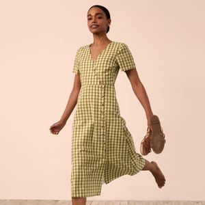 Madewell Button-Wrap Midi Dress in Gingham Check